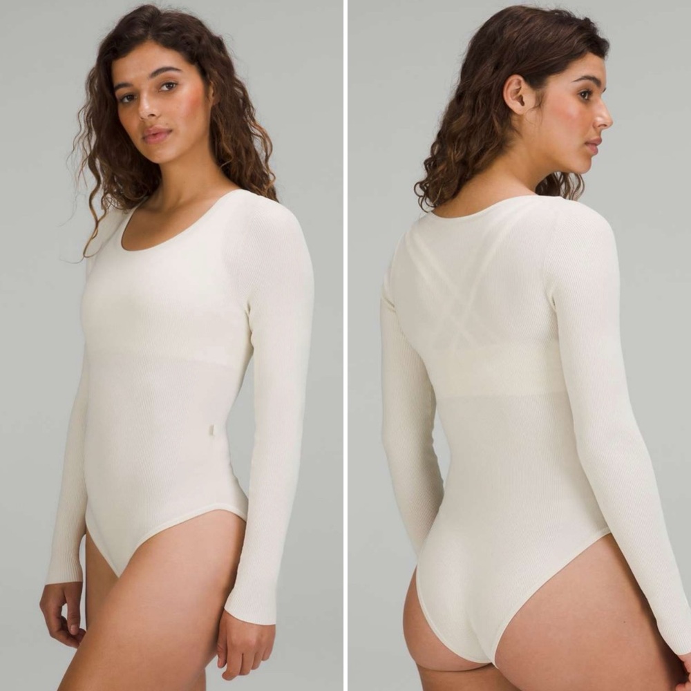 LULULEMON | Tight Fit Long Sleeve Knit Bodysuit in Bone Ivory